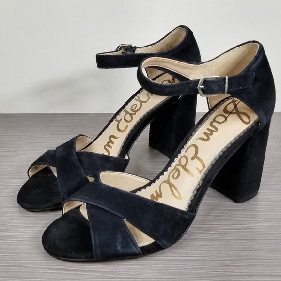 Sam Edelman Orlane Ankle Strap Sandal, Black Suede, Womens Size 7 - Picture 3 of 10